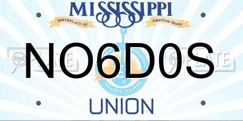 NO6D0S Mississippi License Plate