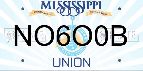 NO6O0B Mississippi License Plate