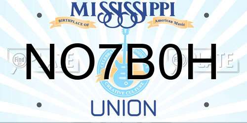 NO7B0H Mississippi License Plate