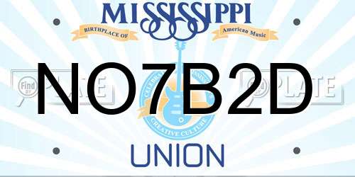 NO7B2D Mississippi License Plate