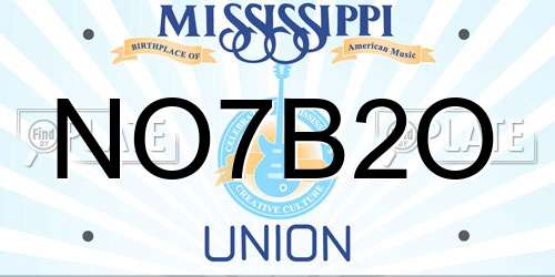 NO7B2O Mississippi License Plate