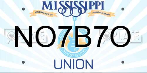 NO7B7O Mississippi License Plate