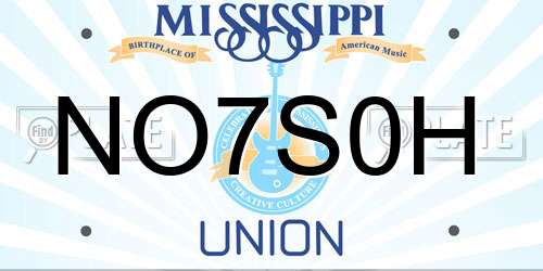 NO7S0H Mississippi License Plate