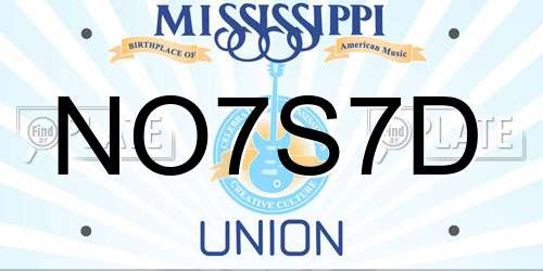 NO7S7D Mississippi License Plate