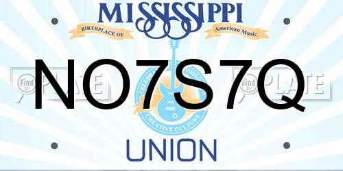 NO7S7Q Mississippi License Plate