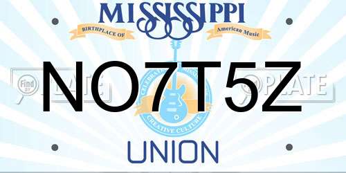 NO7T5Z Mississippi License Plate