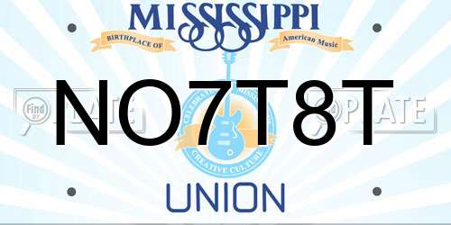 NO7T8T Mississippi License Plate