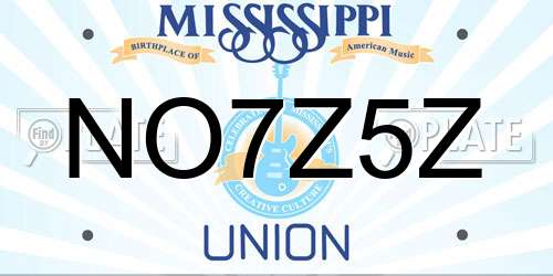 NO7Z5Z Mississippi License Plate