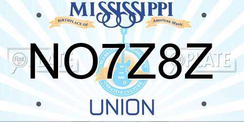 NO7Z8Z Mississippi License Plate