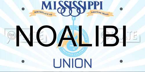 NOALIBI Mississippi License Plate