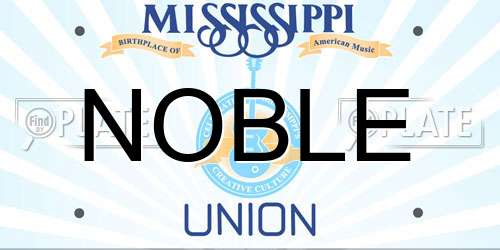 NOBLE Mississippi License Plate