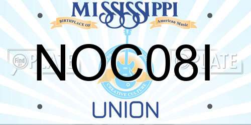 NOC08I Mississippi License Plate
