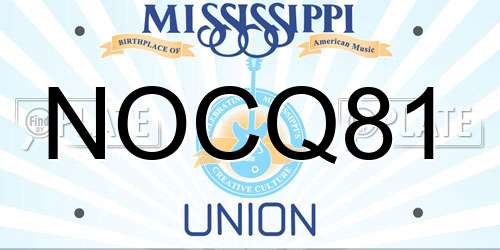 NOCQ81 Mississippi License Plate