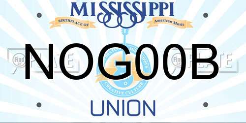 NOG00B Mississippi License Plate