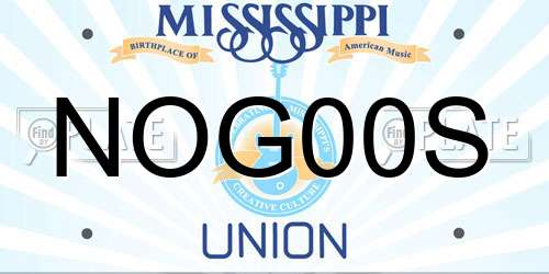NOG00S Mississippi License Plate