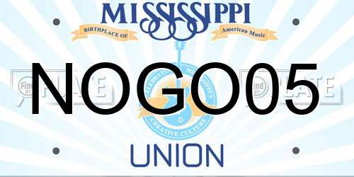 NOGO05 Mississippi License Plate