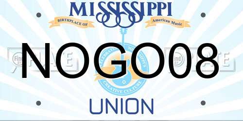 NOGO08 Mississippi License Plate