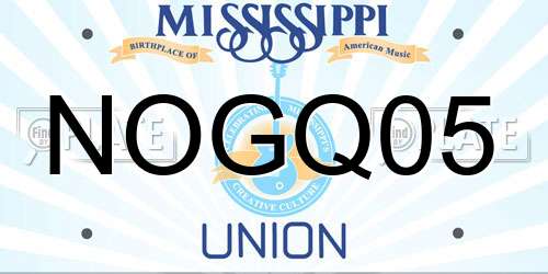 NOGQ05 Mississippi License Plate