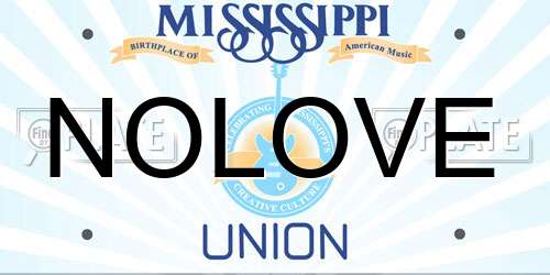 NOLOVE Mississippi License Plate