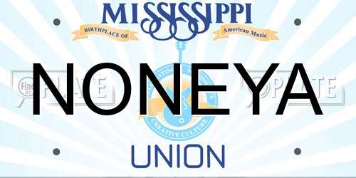 NONEYA Mississippi License Plate