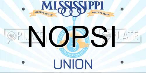NOPSI Mississippi License Plate