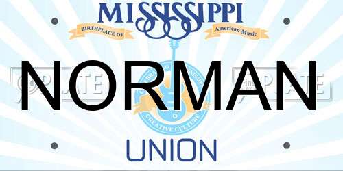 NORMAN Mississippi License Plate