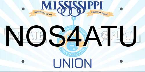 NOS4ATU Mississippi License Plate