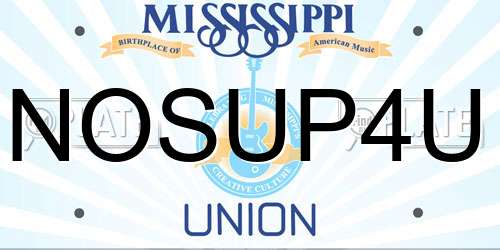 NOSUP4U Mississippi License Plate