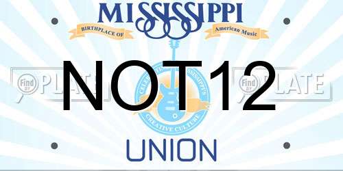 NOT12 Mississippi License Plate