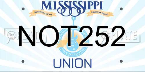 NOT252 Mississippi License Plate