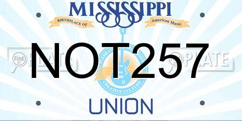NOT257 Mississippi License Plate