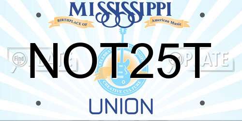 NOT25T Mississippi License Plate