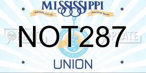 NOT287 Mississippi License Plate