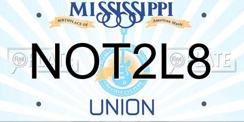 NOT2L8 Mississippi License Plate