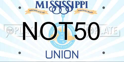 NOT50 Mississippi License Plate