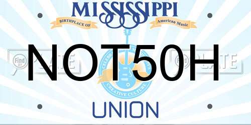 NOT50H Mississippi License Plate