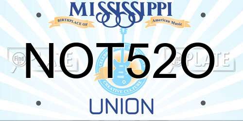 NOT52O Mississippi License Plate