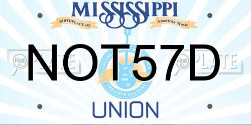 NOT57D Mississippi License Plate