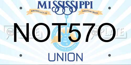 NOT57O Mississippi License Plate