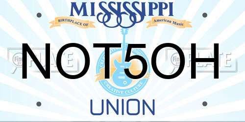 NOT5OH Mississippi License Plate