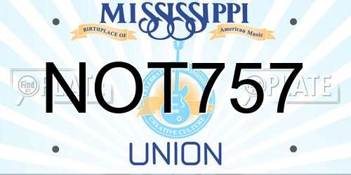 NOT757 Mississippi License Plate