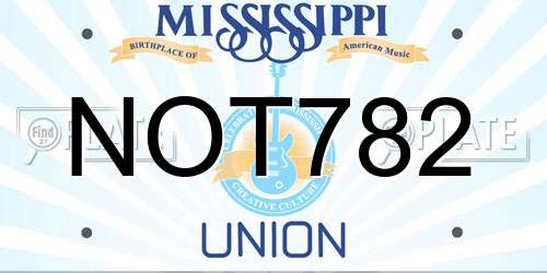 NOT782 Mississippi License Plate