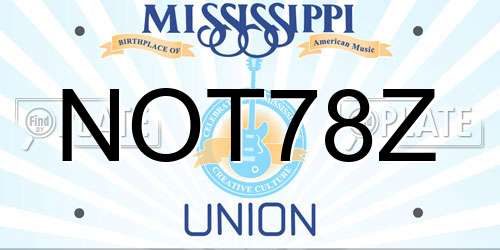 NOT78Z Mississippi License Plate
