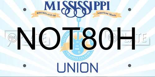 NOT80H Mississippi License Plate