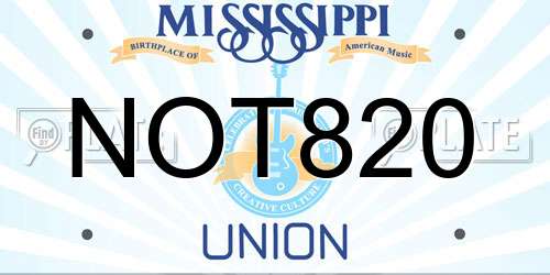 NOT820 Mississippi License Plate