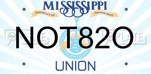 NOT82O Mississippi License Plate
