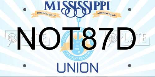 NOT87D Mississippi License Plate
