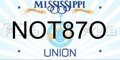 NOT87O Mississippi License Plate