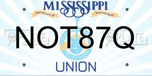 NOT87Q Mississippi License Plate