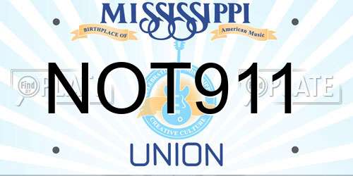 NOT911 Mississippi License Plate